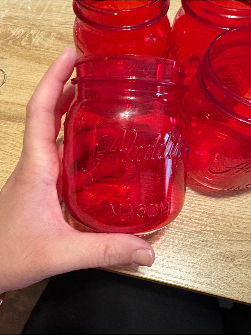 Red Mason Jars - Set of 4